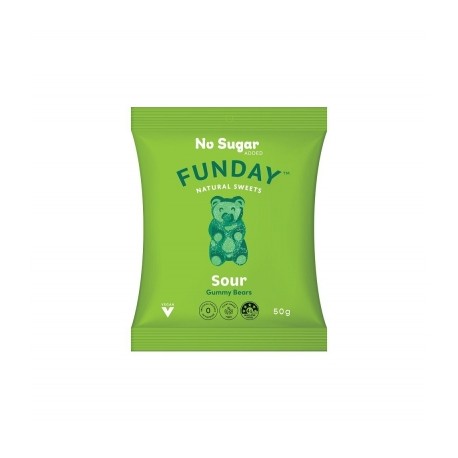 FUNDAY NO SUGAR ADDED SOUR GUMMY BEARS 50G