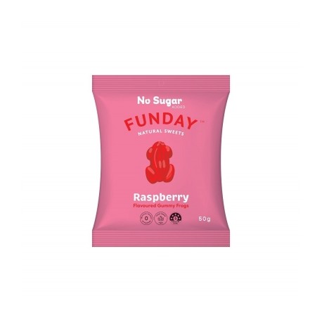 FUNDAY NO SUGAR ADDED RASPBERRY GUMMY FROGS 50G