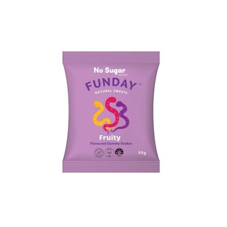 FUNDAY NO SUGAR ADDED FRUITY GUMMY SNAKES 50G