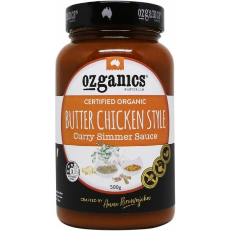 OZGANICS ORGANIC BUTTER CHICKEN CURRY SIMMER SAUCE 500G