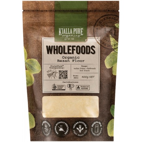 KIALLA WHOLEFOODS ORGANIC CHICKPEA BESAN FLOUR 400G