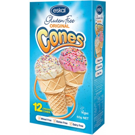 ESKAL GLUTEN FREE ORIGINAL CONES 12 PK 60G