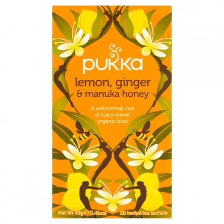 PUKKA LEMON GINGER AND MANUKA HONEY TEA 20 BAGS 40G