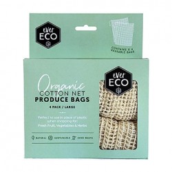 EVER ECO ORGANIC COTTON NET PRODUCE BAGS 4PK