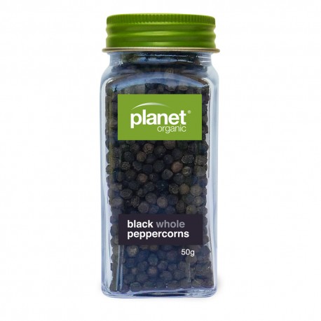 PLANET ORGANIC WHOLE BLACK PEPPERCORNS 50G