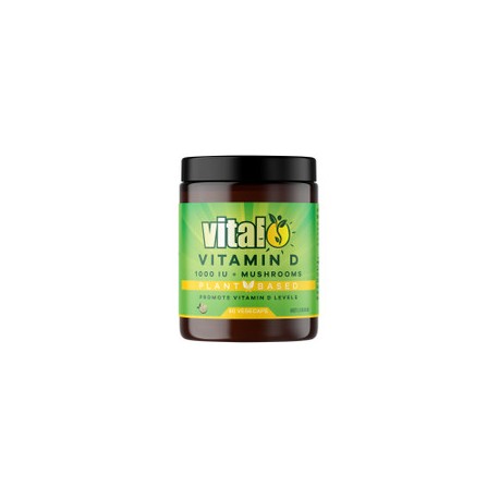 VITAL VITAMIN D 1000IU PLUS MUSHROOMS PLANT BASED 60 VEGECAPS