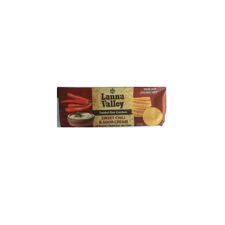 LANNA VALLEY ORGANIC RICE CRACKERS SWEET CHILLI AND SOUR CREAM 100G