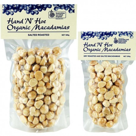 HAND N HOE ROASTED & SALTED MACADAMIAS 200G