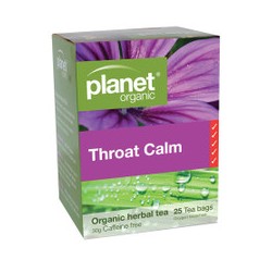 PLANET ORGANIC THROAT CALM HERBAL TEA 25 BAGS