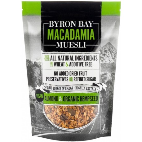 BYRON BAY MACADAMIA MUESLI ALMOND AND ORGANIC HEMPSEED 400G