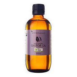 VRINDAVAN CERTIFIED ORGANIC CASTOR OIL IN GLASS BOTTLE 200ML