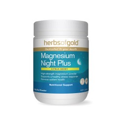 HERBS OF GOLD MAGNESIUM NIGHT PLUS POWDER CITRUS BERRY 150G