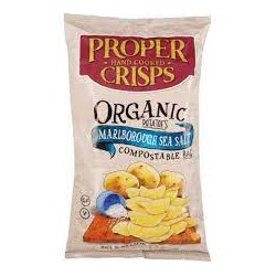 PROPER CRISPS ORGANIC POTATOES MARLBOROUGH SEAL SALT CRISPS COMPOSTABLE BAG 150G