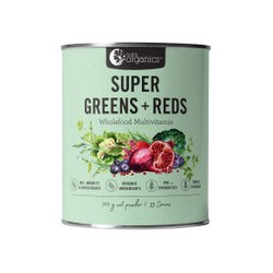 NUTRA ORGANICS SUPER GREENS PLUS REDS WHOLEFOOD MULTIVITAMIN POWDER 300G