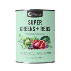 NUTRA ORGANICS SUPER GREENS PLUS REDS WHOLEFOOD MULTIVITAMIN POWDER 150G