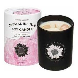 SUMMER SALT BODY CRYSTAL INFUSED SOY CANDLE ROSE QUARTZ SALTED CARAMEL