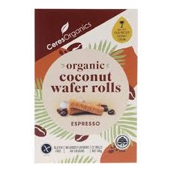 CERES ORGRANICS COCONUT WAFER ROLLS ESPRESSO 80G