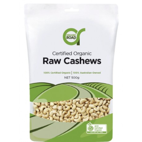 ORGANIC ROAD CERTIFIED ORGANIC RAW CASHEWS 500G