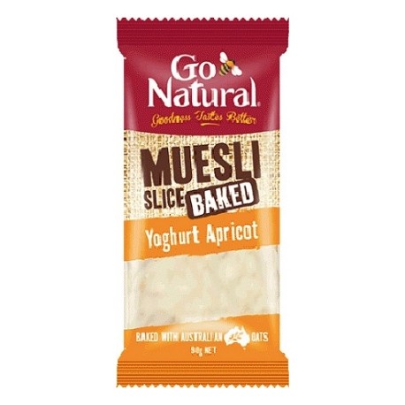 GO NATURAL MUESLI BAKED SLICE YOGHURT APRICOT 90G