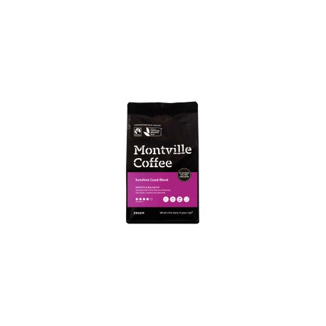 MONTVILLE COFFEE ORGANIC SUNSHINE COAST BLEND PLUNGER FILTER GROUND 250G