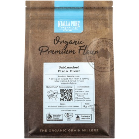 KIALLA PURE ORGANICS PREMIUM UNBLEACHED WHITE FLOUR 1KG