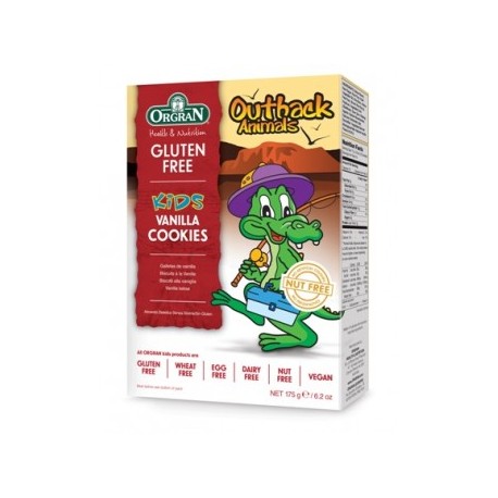 ORGRAN GLUTEN FREE OUTBACK ANIMALS KIDS VANILLA COOKIES 175G