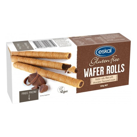 ESKAL GLUTEN FREE WAFER ROLLS FILLED WITH CHOCOLATE CREAM 100G