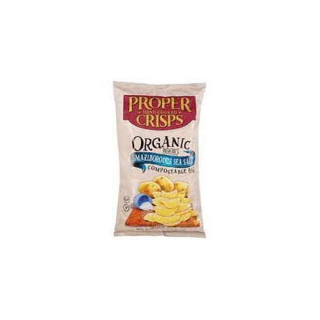 PROPER CRISPS ORGANIC POTATOES MARLBOROUGH SEAL SALT CRISPS COMPOSTABLE BAG 150G